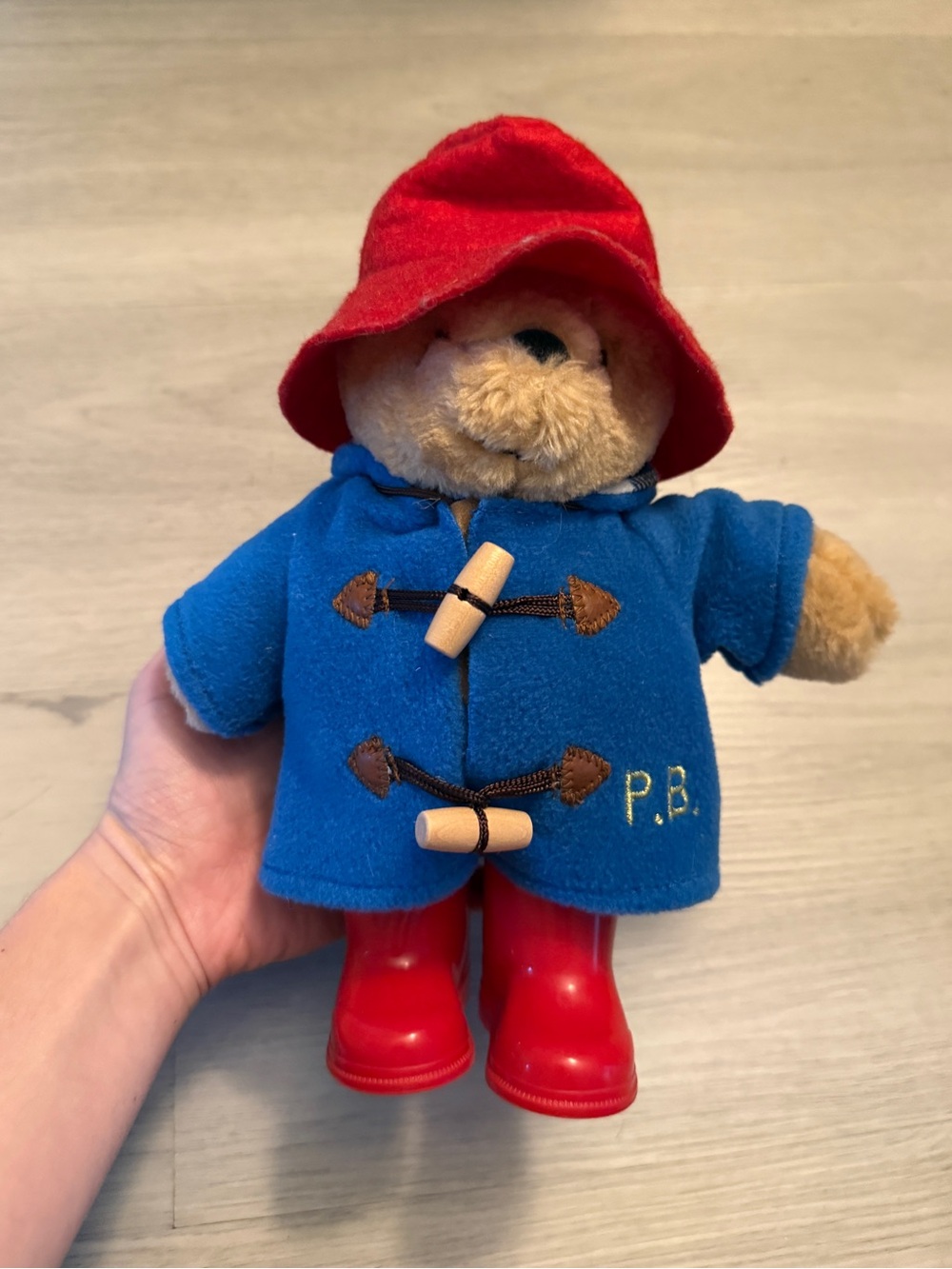 Paddington Bear Beige Plush with Blue Coat, Red Hat Red Boots Kidcore retro
